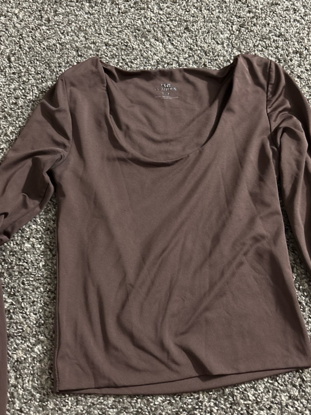 Lauren Vidal Chocolate Brown Scoop-Neck Long Sleeve Tee